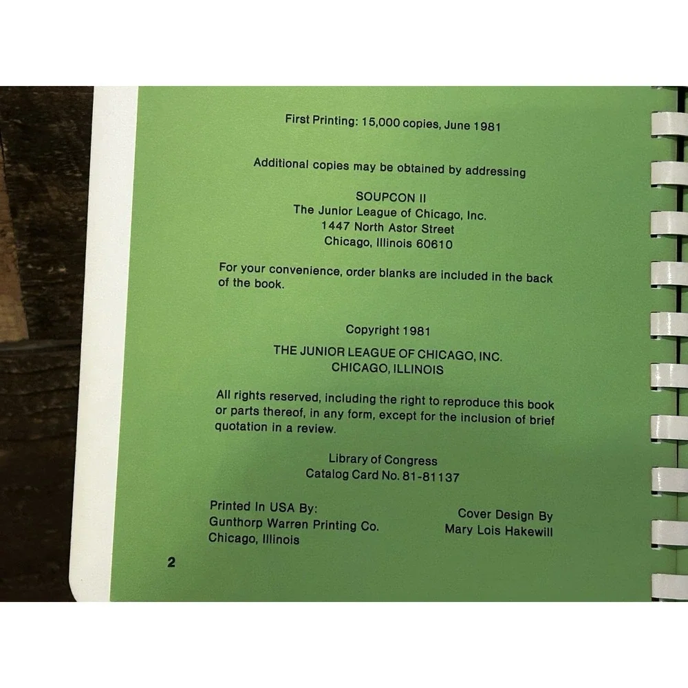 Vtg 1981‎ Junior League of Chicago Seasonal Cookbook Soupcon II